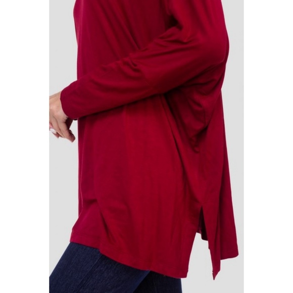 Women's Soft Stretchy Dolman Tunic Knit Burgundy - Picture 4 of 4